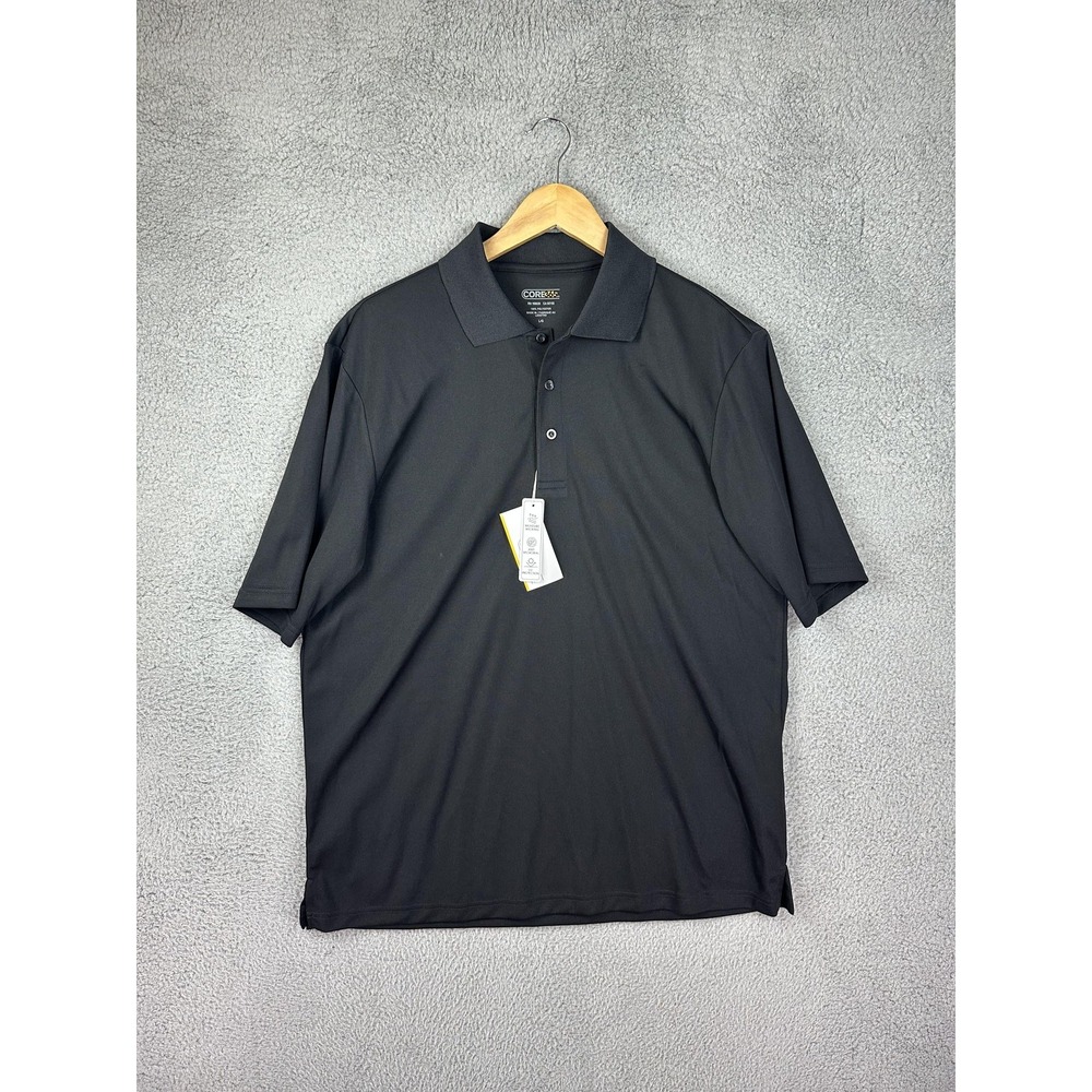 Core 365 Polo Shirt Mens Large Black Golf Moisture Wicking Antimicrobial UV New